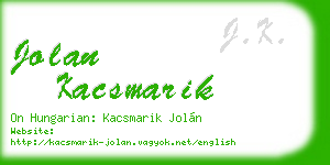 jolan kacsmarik business card